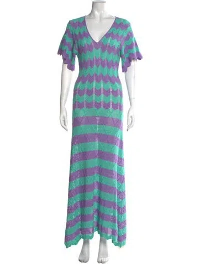 Pre-owned Victor Glemaud Striped Long Dress In Purple