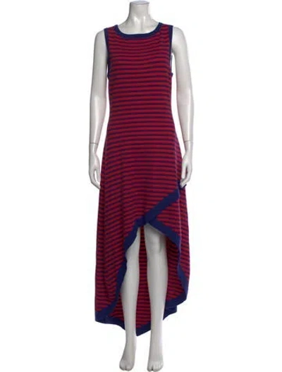 Pre-owned Victor Glemaud Striped Long Dress In Red