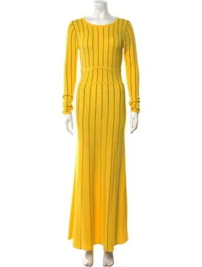Pre-owned Victor Glemaud Striped Long Dress W/ Tags In Yellow