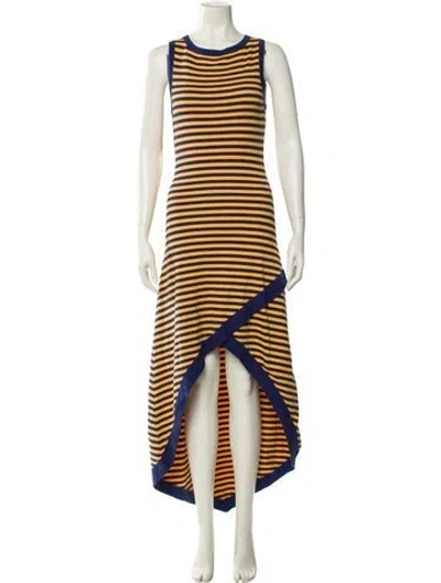 Pre-owned Victor Glemaud Striped Long Dress In Yellow