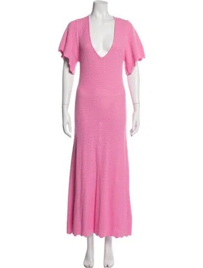 Pre-owned Victor Glemaud V-neck Long Dress In Pink