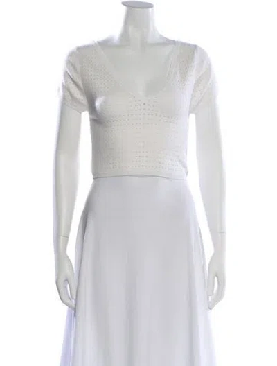 Pre-owned Victor Glemaud V-neck Short Sleeve Crop Top In Neutral