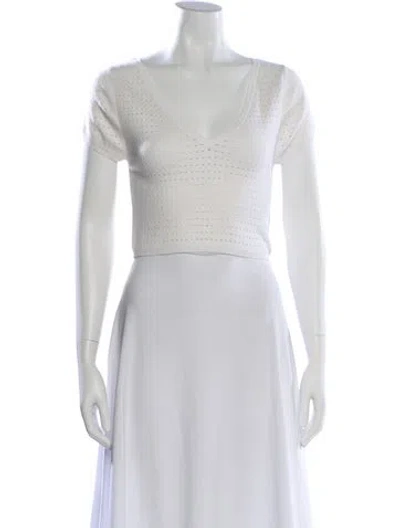 Pre-owned Victor Glemaud V-neck Short Sleeve Crop Top In Neutral