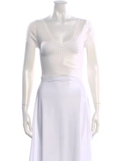 Pre-owned Victor Glemaud V-neck Short Sleeve Crop Top In Neutral