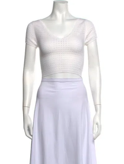 Pre-owned Victor Glemaud V-neck Short Sleeve Crop Top In Neutrals