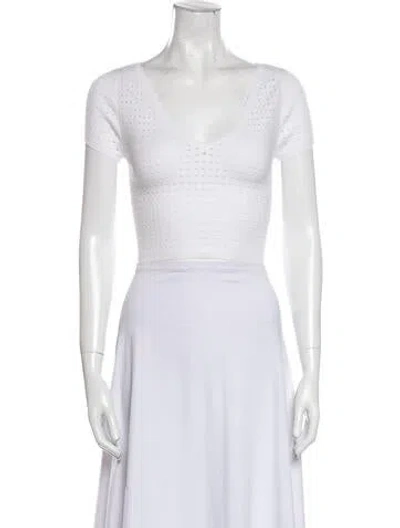 Pre-owned Victor Glemaud V-neck Short Sleeve Crop Top W/ Tags In White