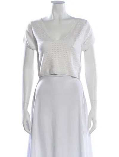 Pre-owned Victor Glemaud V-neck Short Sleeve Crop Top In White