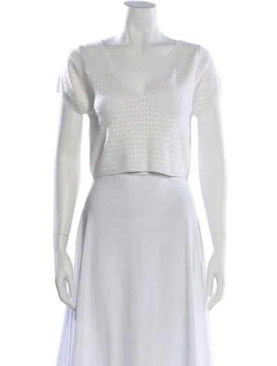 Pre-owned Victor Glemaud V-neck Short Sleeve Crop Top In White