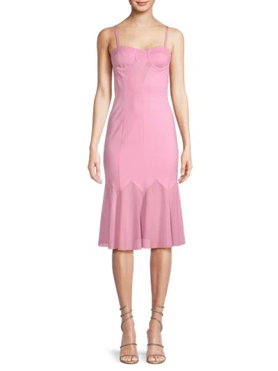Victor Glemaud Women's Chiffon-paneled Bustier Midi-dress In Pink
