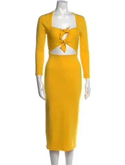 Pre-owned Victor Glemaud Wool Long Dress In Yellow