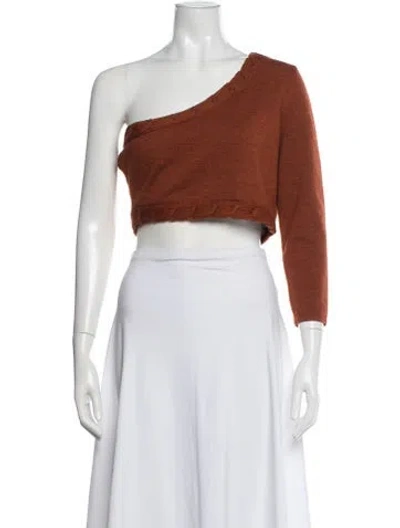 Pre-owned Victor Glemaud Wool One-shoulder Crop Top In Orange