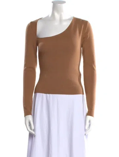 Pre-owned Victor Glemaud Wool One-shoulder Top In Brown