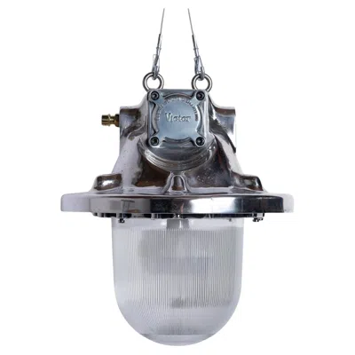 Pre-owned Victor Large Vintage Explosion Proof Industrial Lights With Prismatic Glass By  In Transparent