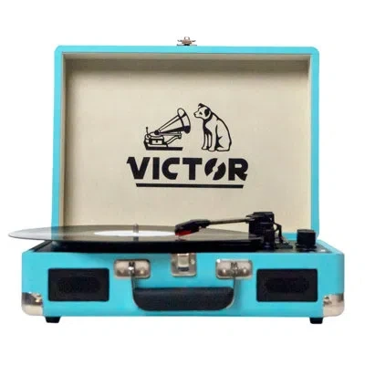 Victor Portable Suitcase Turntable - Record Player With Bluetooth & Built-in Speakers In Turquoise