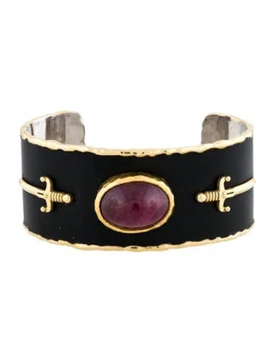 Pre-owned Victor Velyan Ruby Sword Cuff Bracelet, 5.75" In Multi