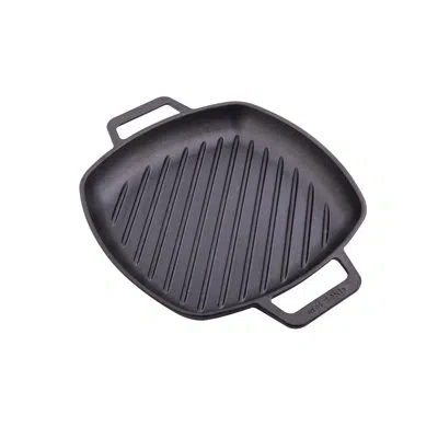 Victoria 10 In. Cast Iron Square Grill Pan In Black