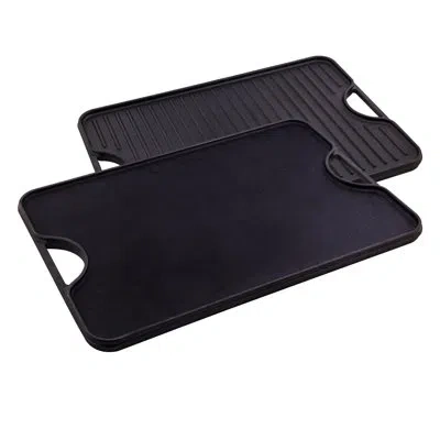 Victoria 19.6 In. Cast Iron Reversible Griddle In Black