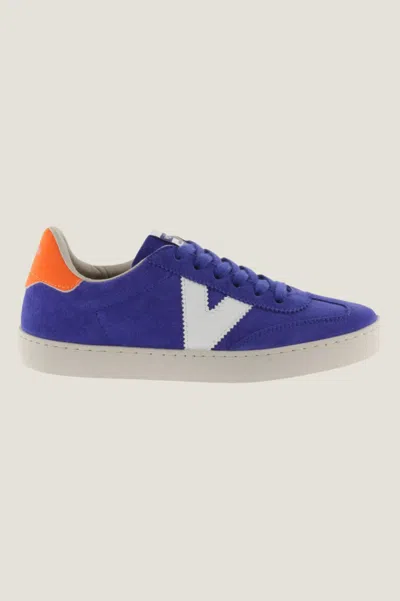 Victoria Aspiga Sustainable Ladies Berlin High Top Trainers Leather Cobalt Blue Orange White | 36