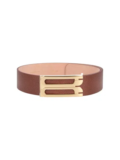 Victoria Beckham 100% Calf Leather Belt In Brown