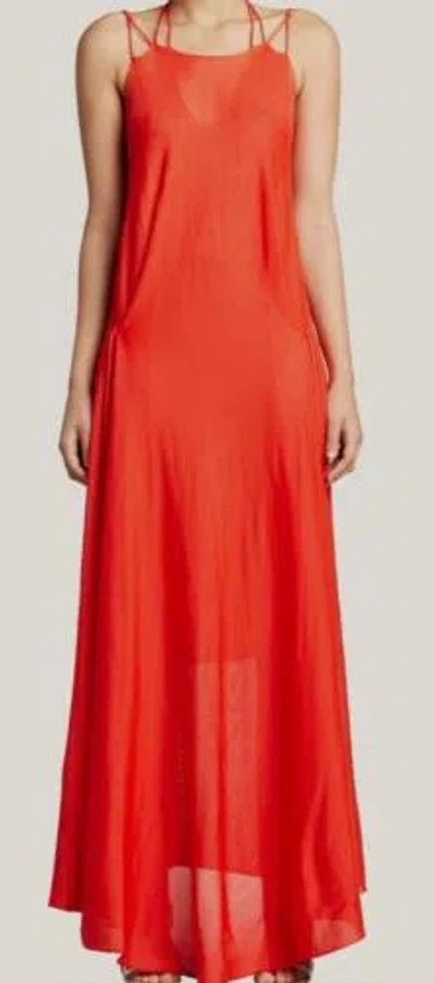 Pre-owned Victoria Beckham $1790  Women's Red Lace Back Flare Midi Dress Size Medium