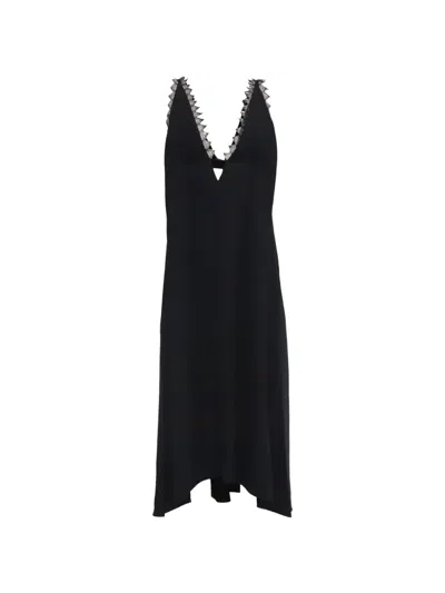 Pre-owned Victoria Beckham 2010s Chantilly Lace-trim Dress In Black
