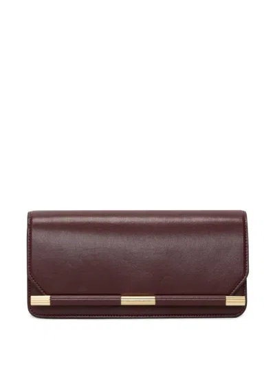 Victoria Beckham 202 Leather Bar-detail Clutch Bag In Red