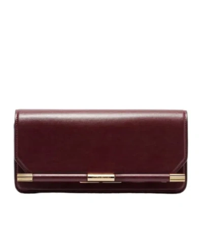 Victoria Beckham 202 Mini Leather Clutch In Burgundy