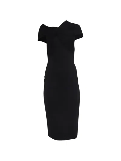 Pre-owned Victoria Beckham 2020s Twist Drape Dress In Black