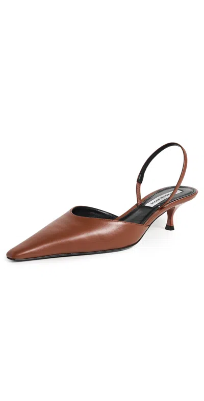 Victoria Beckham 45mm Sloan Halter Back Heels Dark Tan In Brown