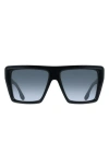 Victoria Beckham 56mm Gradient Square Sunglasses In Black