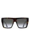 Victoria Beckham 56mm Gradient Square Sunglasses In Dark Havana