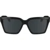 Victoria Beckham 57mm Chain Rectangular Sunglasses In Black