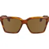 Victoria Beckham 57mm Chain Rectangular Sunglasses In Brown