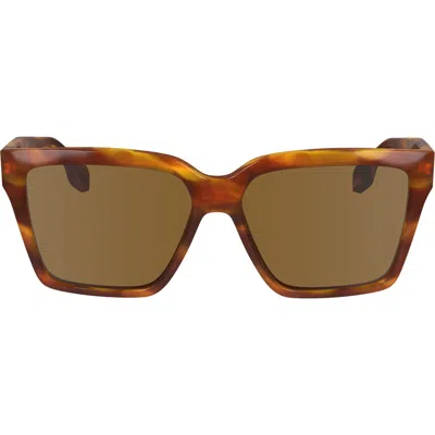 Victoria Beckham 57mm Chain Rectangular Sunglasses In Brown