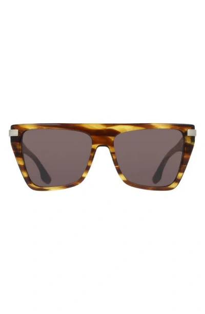 Victoria Beckham 57mm Modified Rectangular Sunglasses In Striped Tobacco