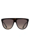 Victoria Beckham 58mm Aviator Sunglasses In Dark Havana