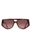 Victoria Beckham 58mm Modified Rectangle Sunglasses In Brown