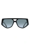 Victoria Beckham 58mm Modified Rectangle Sunglasses In Black