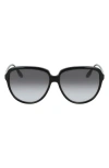 Victoria Beckham 60mm Gradient Round Sunglasses In Black/grey Gradient