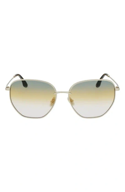 Victoria Beckham 60mm Gradient Sunglasses In Gold/ Green Honey Rose