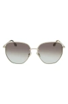 Victoria Beckham 60mm Gradient Sunglasses In Gold/ Grey Brown Aqua
