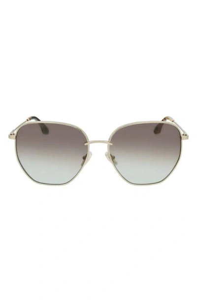 Victoria Beckham 60mm Gradient Sunglasses In Gold/ Grey Brown Aqua