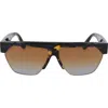 Victoria Beckham Semi-rimless Rectangle Acetate Sunglasses In Havana/blue