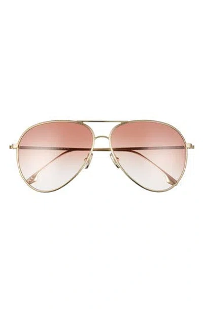 Victoria Beckham 62mm Oversize Gradient Aviator Sunglasses In Gold/burgundy