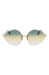 Victoria Beckham 64mm Gradient Oversize Tea Cup Sunglasses In Gold/ Green Honey Rose