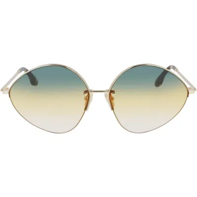 Victoria Beckham 64mm Gradient Oversize Tea Cup Sunglasses In Gold/green Honey Rose