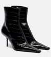 Victoria Beckham 75 Croc-effect Leather Ankle Boots In Black