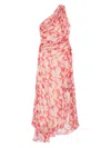 Victoria Beckham Floral Print One-shoulder Draped Midi Dress