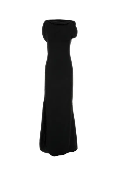 Victoria Beckham Abito Lungo In Raso Nero  Donna In Black