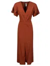 Victoria Beckham Womens Russet V-neck Ruched-front Crepe Midi Dress In Brown